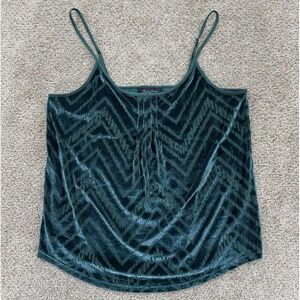 Lucky Brand Women's Velvet Burnout Camisole XL Green Spaghetti Strap Whimsigoth‎